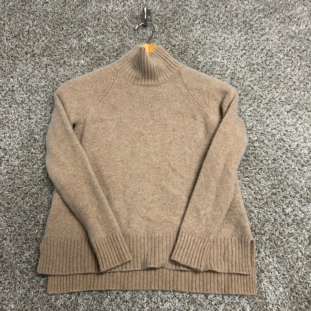 Ann Taylor Wool Cashmere Blend Turtleneck Sweater Tan Camel XS